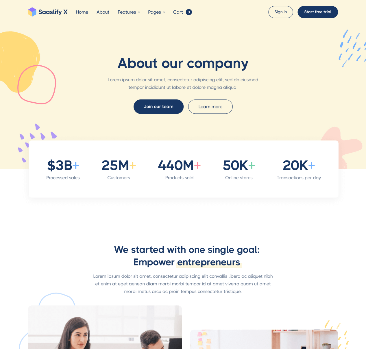Saaslify - About page - Modern SaaS Template
