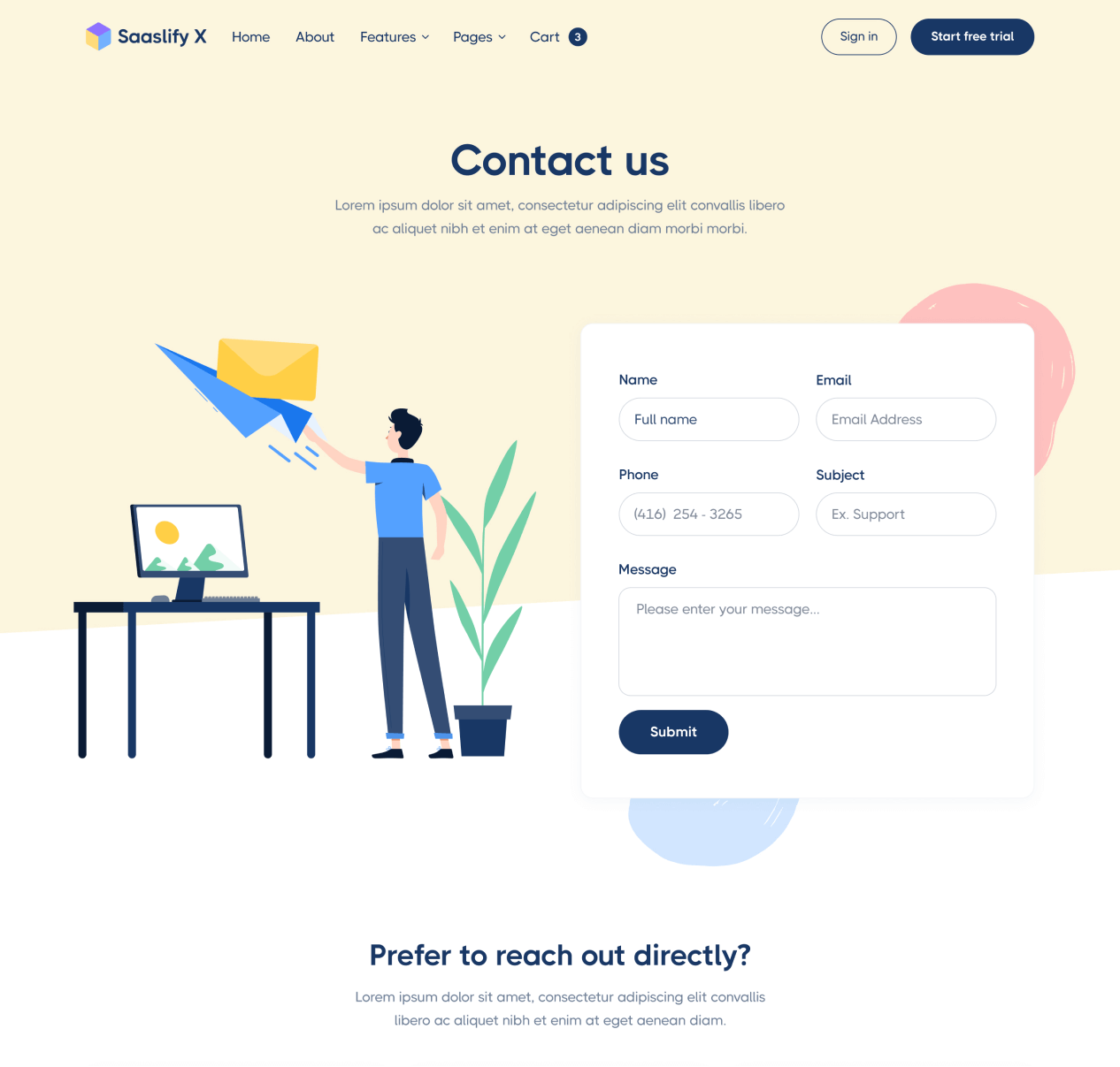 Saaslify - Contact page - Modern SaaS Template