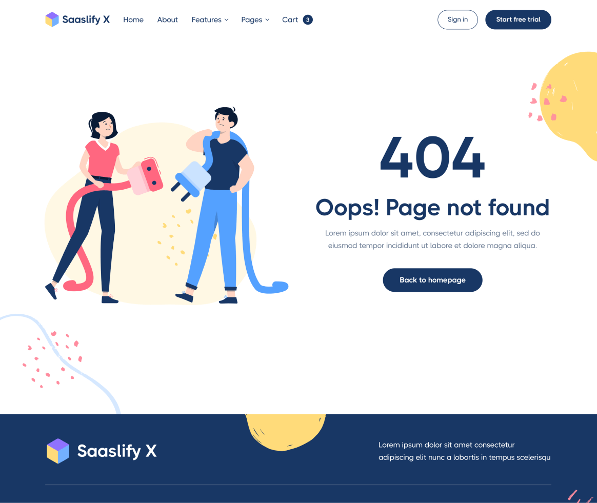Saaslify - 404 not found page - Modern SaaS Template