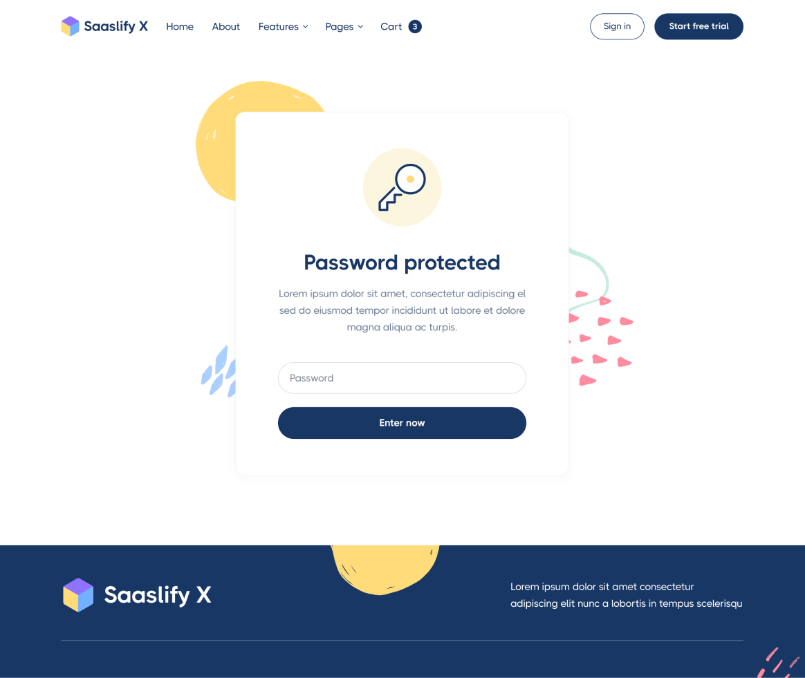 Saaslify - Password Protected page - Modern SaaS Template