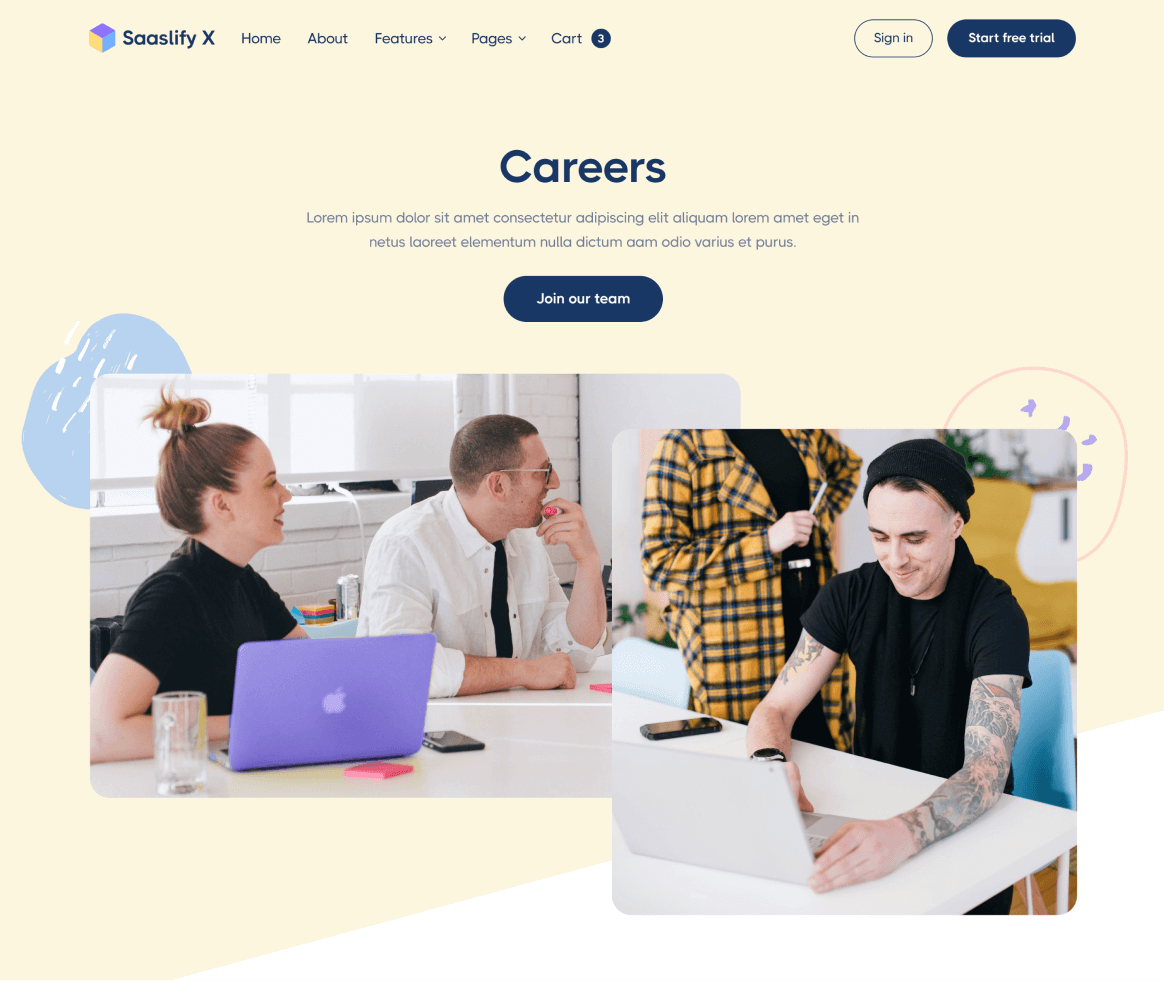 Saaslify - Careers page - Modern SaaS Template