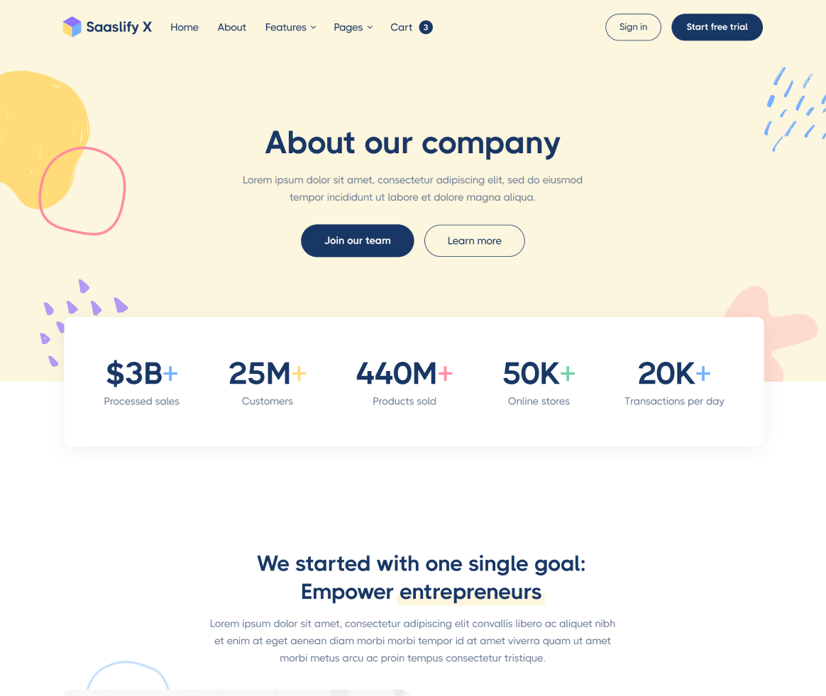 Saaslify - About page - Modern SaaS Template