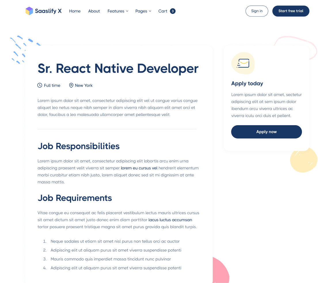 Saaslify - Careers Single page - Modern SaaS Template