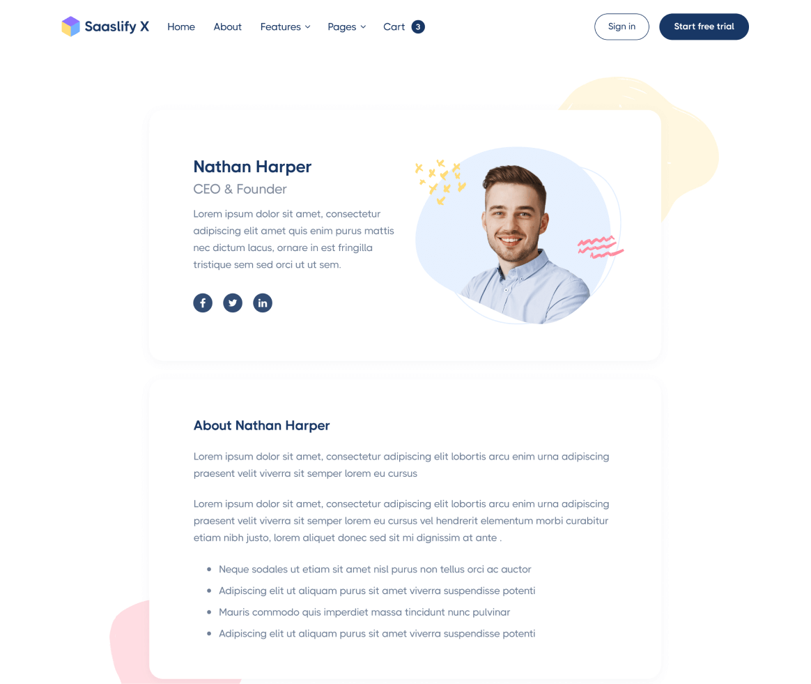 Saaslify - Team Member page - Modern SaaS Template