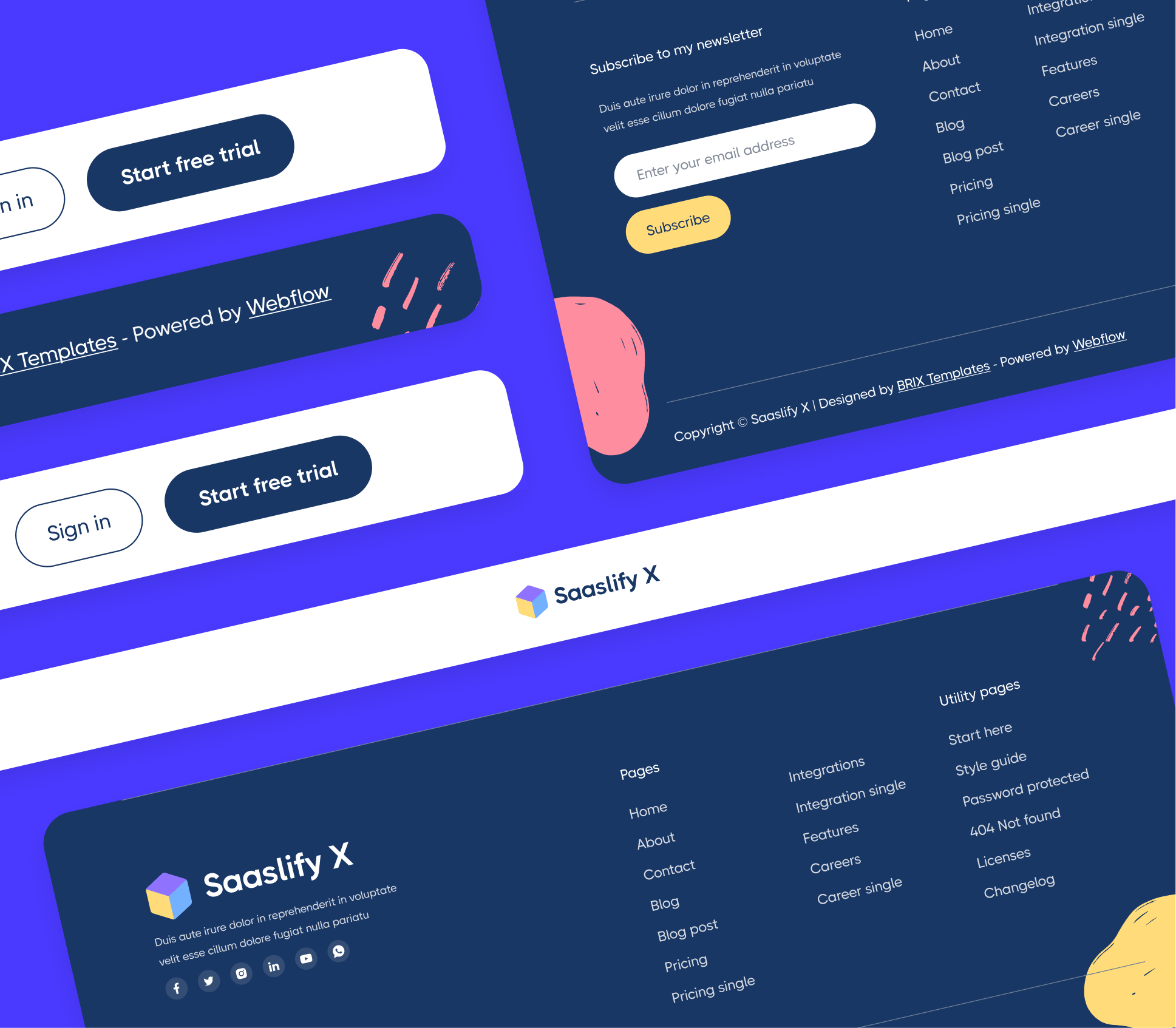 Saaslify - 3 Headers and Footers - Modern SaaS Template